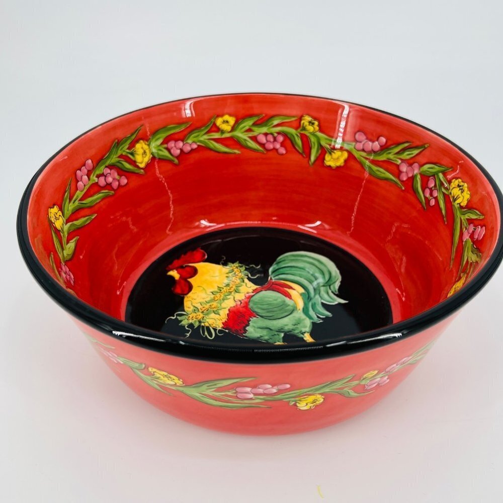 Blue Sky Clayworks Large Rooster‎ Bowl 2004 Elisabeth Pohle